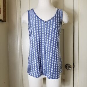 W5 ANTHROPOLOGIE blue white stripe sleeveless button front tank top S